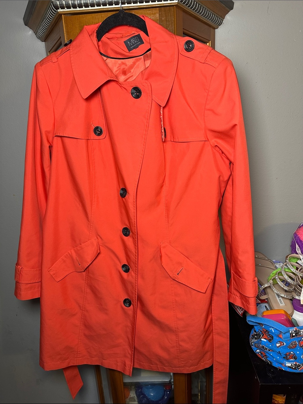 Orange Women's Trench Coat